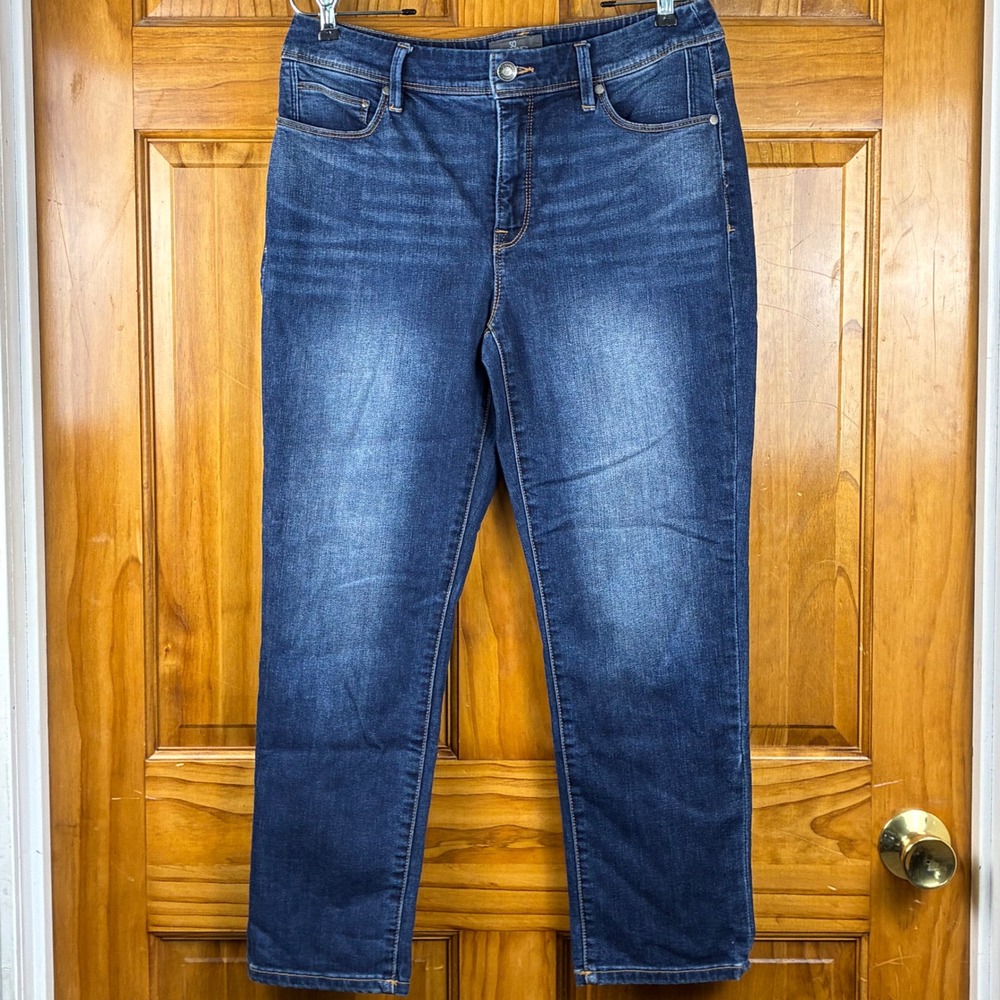 Chico's So Slimming Dark Wash Cropped Jeans Size 0.5 High Rise Stretch Denim